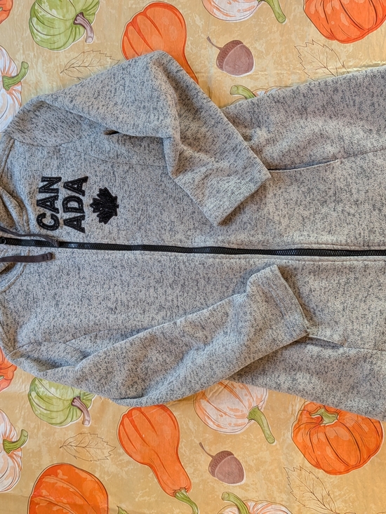 Joe Fresh Jackets & Blazers - Joe Fresh Heather Gray Hooded Zip-Up Jacket with CANADA Emblem